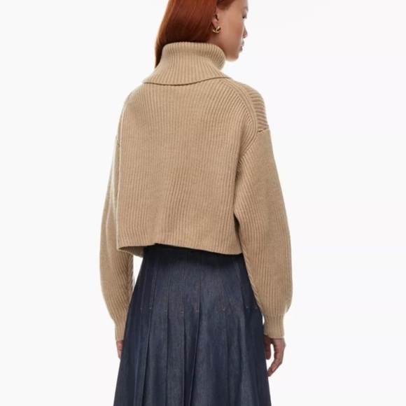 Babaton Guell Sweater Merino Wool Turtle Neck Large Camel Brown - Picture 4 of 7